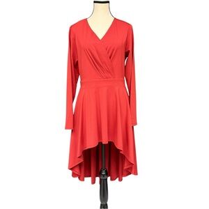 Everyday Jones by Madeline Jones Rust Red Long Sleeve Dress High Low Hem, Size M